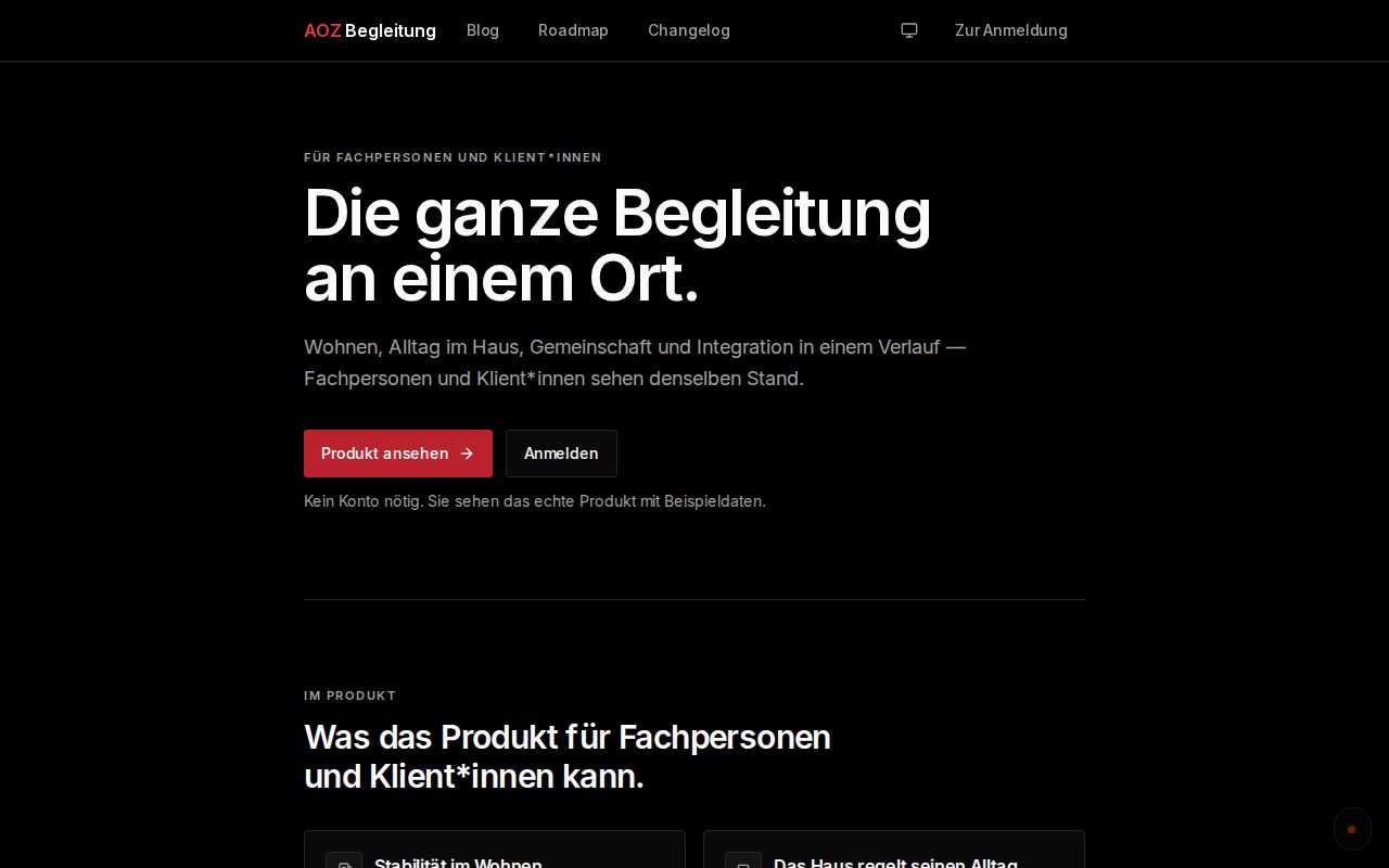 AOZ Begleitung — screenshot of aoz.orangecat.ch